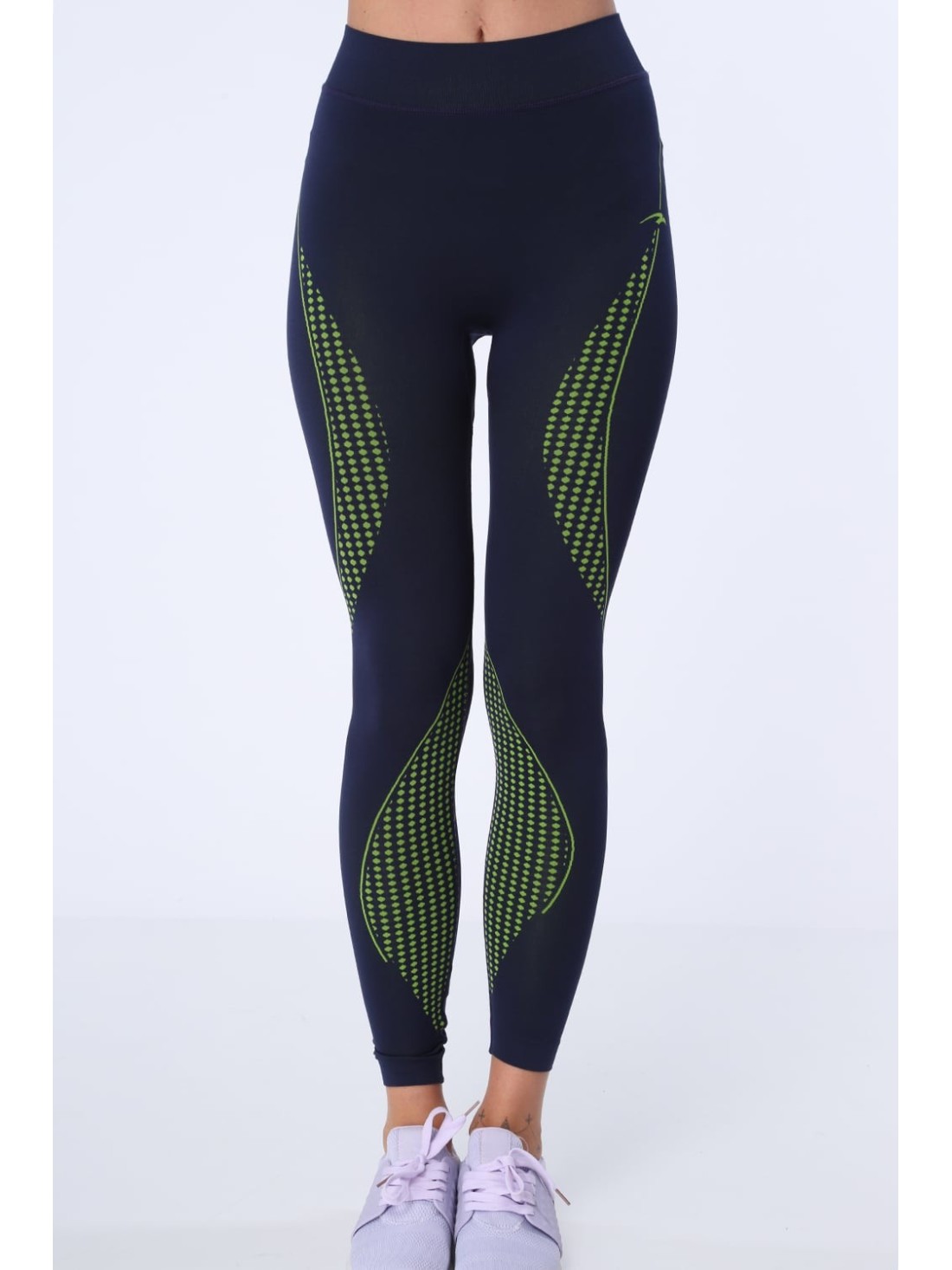 Seamless leggings navy blue and green MR81199 - Online store - Boutique